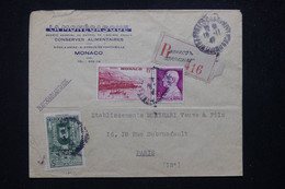 MONACO - Enveloppe Commerciale ( Conserves ) En Recommandé Pour Paris En 1947 - L 81701 - Storia Postale