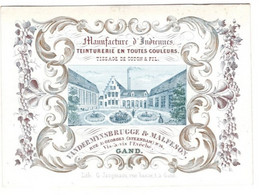 1 Carte Visite  Manufacture D'Indiennes Teintuderie Vandermynsbrugge & Malfeson Steendam L'Evêche  Gand  14 X 10cm - Porcelaine