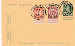 Carte Entier Postal Lion Débout + 106 107 Antwerpen Anvers - Deutsche Besatzung