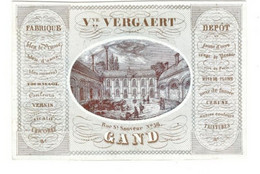 1 Carte Visite Vve Vergaert Rue St. Saveur Fabrique Bleu De Prusse Tournesol Jaune D'Ocre Mine De Plomb Noir De Fumée - Porcelaine