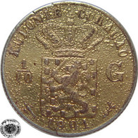 Curaçao 1/10 Gulden 1901 VF Gold Plated - Silver - Curacao
