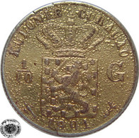 LaZooRo: Curaçao 1/10 Gulden 1901 VF Gold Plated - Silver - Curaçao