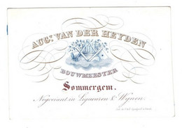 1 Carte Visite August Van Der Heyden Bouwmeester Sommergem  Zomergem  Lith.Gyselinck  12 X 8 Cm - Porcelaine