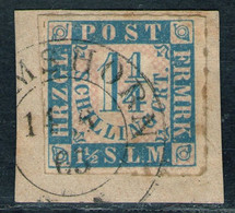 ELMSHORN Auf 1 1/4 Shillinge Blau - Schleswig Holstein Nr. 7 - Briefstück - Schleswig-Holstein