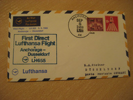 ANCHORAGE Dusseldorf 1968 Lufthansa Airlines Lh 653 First Flight Cancel Cover ALASKA USA GERMANY - Sonstige & Ohne Zuordnung