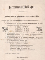 1888: DEUTSCHLAND ## FARRENMARKT WALDSCHUT ## : AGRICULTURE,CATTLE BREEDING, BULL,ANNUAL MARKET,STIER,TAUREAU, - Agricoltura