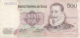 BILLETE DE CHILE DE 500 PESOS  DEL AÑO 1995  (BANKNOTE) - Cile