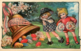 Joyeuses Pâques * Série 4 CPA Illustrateur A.DESC * Enfants Cloches Oeufs Poules - Easter