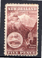 NOUVELLE ZELANDE - (Colonie Britannique) - 1899-1907 - N° 86 - 5 P. Brun-lilas - (Gorges D'Otira Et Mont Ruapehu) - Ungebraucht