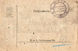 A89 - FELDPOSTKARTE WIESE DASERNDORF K.U.K. FELDPOSTAMT NR. 170 1918 - WO1