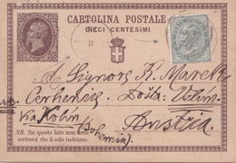 ITALIA - REGNO  - GENOVA -  INTERO POSTALE - RE VITTORIO EMANUELE II C.10 CON FR.LLO C.5  VIAGGIATO PER AUSTRIA - Ganzsachen