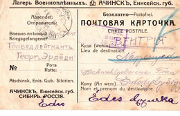 A103 - PRISONNIERS DE GUERE ,SIBERIA , SIBIRIEN,RUSSIA 1WW , PRISONS FROM AIUD / NAGYEMYED ROMANIA 1916 - Cartas De La Primera Guerra Mundial