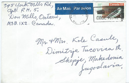 Canada Letter Via Yugoslavia 1986,stamp Motive - 1986 "Expo '86" World Fair, Vancouver,Transportation/Railways - Brieven En Documenten