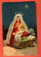 ZDA-05 Joyeux Noël  Marie Et Enfant Jésus  Gaufré, Angles Usés. Circulé 1916, Timbre Manque - Other & Unclassified