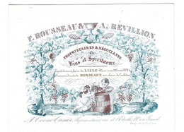 1 Carte Visite F.Rousseau & A.Révillion Propriétaires  Vins & Spiritueux A.Coone -Cassier  Rue De L 'Etrille Gand  14x11 - Porcelaine