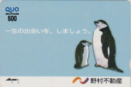 Carte Prépayée JAPON - ANIMAL - OISEAU - MANCHOT - CHINSTRAP PENGUIN Bird JAPAN Prepaid QUO Card - BE 5323 - Pinguins