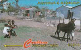 ANTIGUA : 017A EC$10 Kids At Play,Barbuda Donkey USED - Antigua En Barbuda