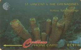 STVINCENT : 052F 10 Yellow Tube + Sponge USED - St. Vincent & The Grenadines