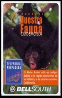 ECUADOR : BSP102AA 100 SPIDER MONKEY White Frame 3 Lines Bottom 11/00 USED - Equateur