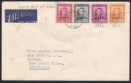 NEW ZEALAND - AUSTRALIA 1947 KGVI 4 DIFFERENT VALUES DEFINITIVE FDC - Lettres & Documents