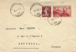 1937- Enveloppe Cad Horoplan De CORNIMONT / VOSGES  Affr. é5 C Dont  Pierre LOTI - 1921-1960: Periodo Moderno