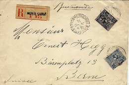 1911 - Enveloppe RECC. De Monte-Carlo Affr. N° 17 Et 25  Pour Berne ( Suisse ) - Briefe U. Dokumente