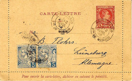 1892- Carte Lettre  E P 15 C. + Paire N° 13  Pour L'Allemagne - Lettres & Documents