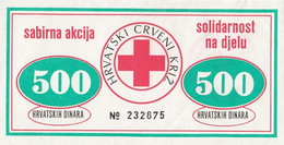 Croatia 500 HRD Red Cross Charity Bon Coupon Voucher - Croatie
