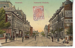 CRAIOVA Roumanie Sur Carte BUCURESTI Bucarest CAD Bleu BANCA Sur Timbre 3 Bani Pour Le Laos 1908  ...G - Postmark Collection