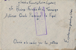 21/11/1938 , DIVISIÓN 12 , BANDERA DE CASTILLA Nº 1 , 3ª CENTURIA , ESTAFETA Nº 34 , CENSURA - Storia Postale