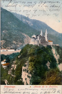 1908 ASTURIAS , T.P. CIRCULADA DESDE CANGAS DE ONIS  ,  COVADONGA , ÁBSIDE DE LA BASÍLICA, EDITADA EN MÜNICH - Asturias (Oviedo)