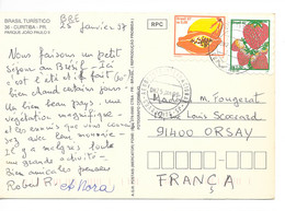 BRESIL 1997 / FRUIT 2 Timbres Avocat Et Fraise (YT 2362) Sur CPM Voyagée 1997 - Andere & Zonder Classificatie