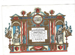 1 Carte Visite J.F. De Rache  Architecte Maçon Et Plafonneur Nouvelle Rue Gand Lith. Vande Steene   21 X 14 Cm - Porcelaine