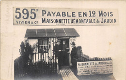 PARIS-75017-CARTE-PHOTO-ETABLISSEMENT VIVIEN ET CARPENTIER- 46 RUE BOURSAULT - MAISONNETTE DE JARDIN - Arrondissement: 17