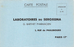 PARIS-75017-LABORATOIRES DU SEROXEMA- 1 RUE DE PHALSBOURG CORESPONDANCE - Arrondissement: 17