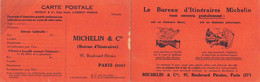 PARIS-75017-MICHELIN ET Cie 97 BLD PEREIRE - LE BUREAU D'ITINERAIRES MICHELIN - DOUBLE CARTE - Arrondissement: 17