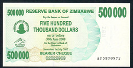 ZIMBABWE  P51  500.000   DOLLARS   1.7.2007 TO 30.6.2008  UNC. - Zimbabwe