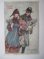 BOMPARD   -   JEUNE  COUPLE  PORTANT  DES  CADEAUX  -  BONNE  ANNEE      .......          TTB - Bompard, S.