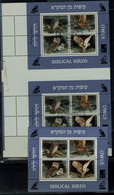 ISRAEL 1987 BIRDS BLOCK ERRORS GUTER PAIRS AND SHIFTED USED VF!! - Imperforates, Proofs & Errors