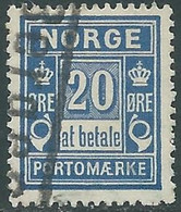 1887-1920 NORVEGIA SEGNATASSE USATO 20 ORE TIPOGRAFIA K - RD38 - Gebruikt