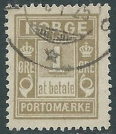 1889-93 NORVEGIA SEGNATASSE USATO 1 ORE TIPOGRAFIA C - RD36-9 - Gebraucht