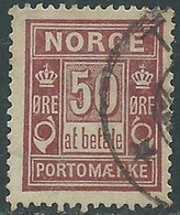 1889-93 NORVEGIA SEGNATASSE USATO 50 ORE TIPOGRAFIA C - RD38 - Usati