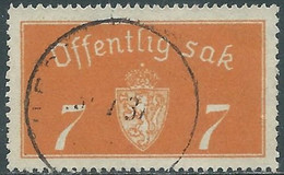 1933 NORVEGIA FRANCOBOLLI DI SERVIZIO USATO 7 ORE - RD25 - Service
