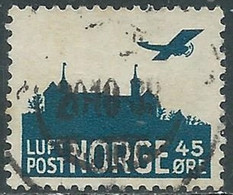 1937 NORVEGIA POSTA AEREA USATO AEREO E CASTELLO AKERSHUS OSLO - RD38-2 - Oblitérés