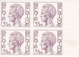 B01-236 Belgique Timbres Xx Militaire Bloc De 4 X M5 Baudouin 3F25 Type 1581 - Autres & Non Classés