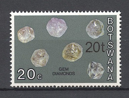 Botswana, 1977, Minerals, 20 T On 20 C, Overprinted, MNH, Michel 163 Type II - Botswana (1966-...)