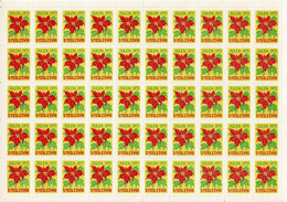 Denmark; Christmas Seals. Sydslesvig;  Full Sheet 1971 - Flower.   MNH(**), Not Folded. - Full Sheets & Multiples