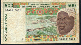 W.A.S. GUINEA BISSAU P910Sa 500 FRANCS (19)97 Signature 28   FINE Folds NO P.h. ! - West African States