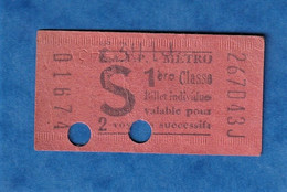 Ticket Ancien De Métro RATP  - 267043J - 1ére Classe - S - Valable Pour 2 Voyages Succéssifs - 01674 - Paris - Ohne Zuordnung