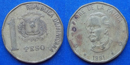 DOMINICAN REPUBLIC - 1 Peso 1991 "Duarte" KM# 80.1 - Edelweiss Coins - Dominicaanse Republiek